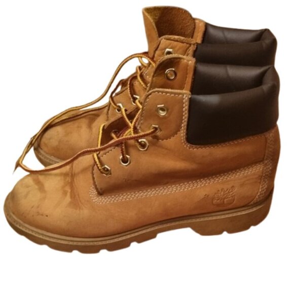 Timberland Size 3 Big Kids Jr. 6" Premium Boot Wheat Nubuck Leather waterproof - Picture 2 of 7